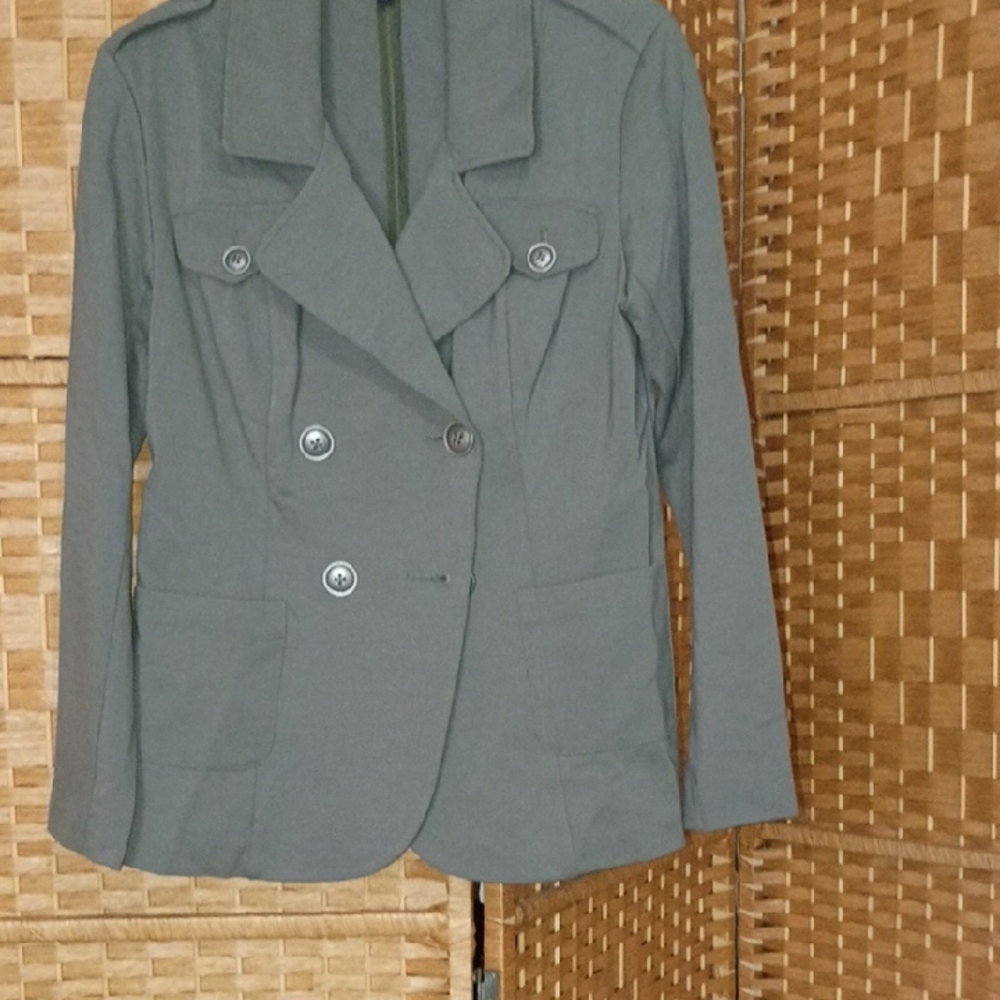NIC+ZOE Women's Double-Breasted Utility Jacket in Gray